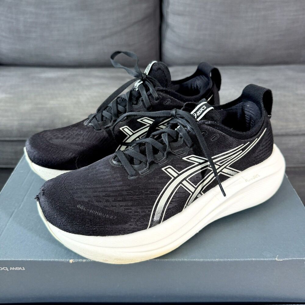 ASICS GEL-NIMBUS 27 Black White Athletic Running Shoes Women's Size 9